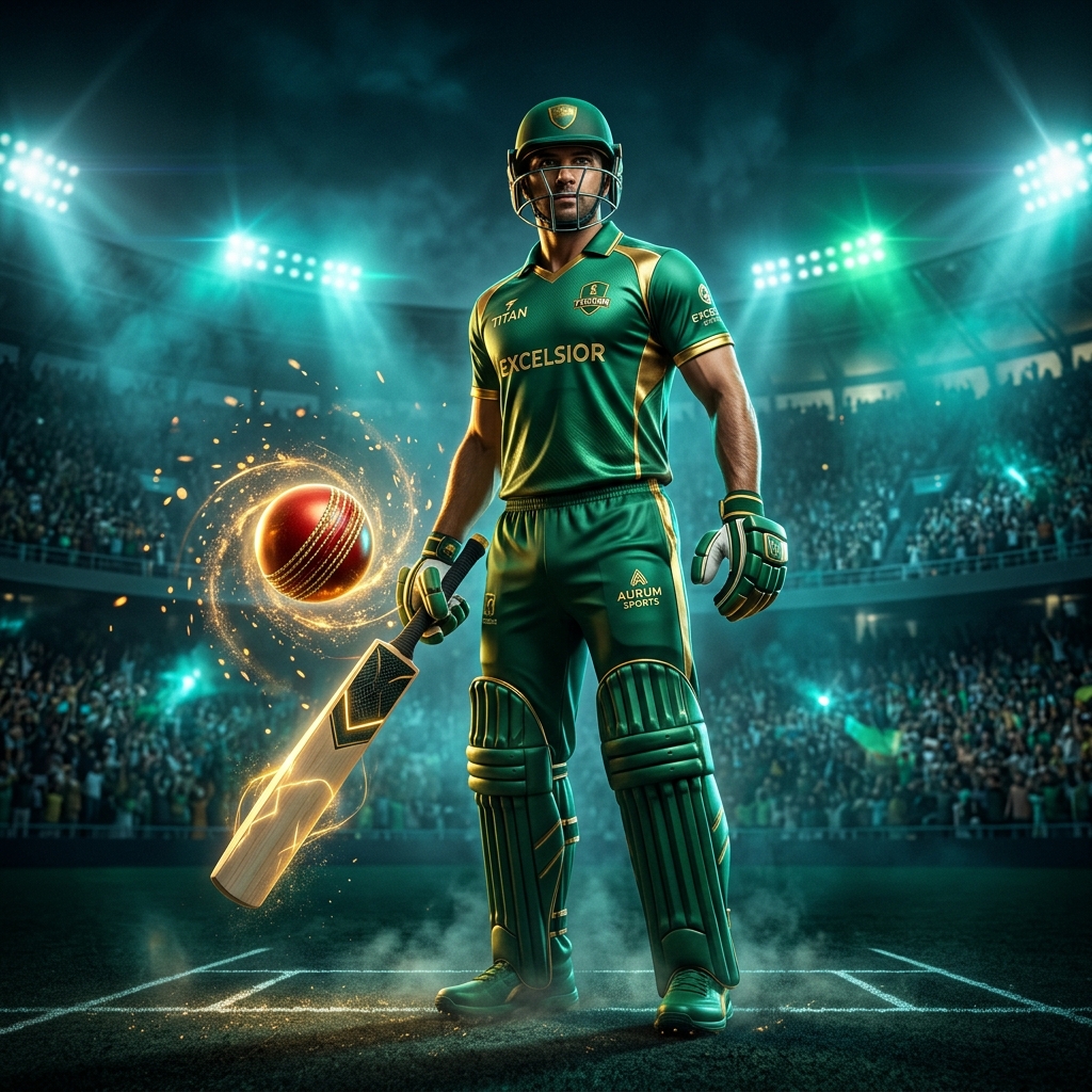 Official 3D Cricket Batsman Striking Shot